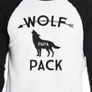 Wolf Pack Papa Mama Baby Mens Black And White Baseball Shirt