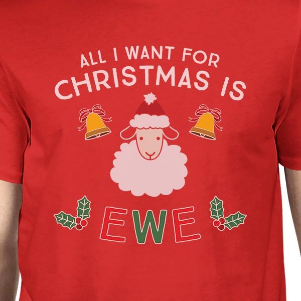 All I Want For Christmas Is Ewe Mens Red Shirt