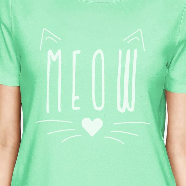 Meow Womens Mint Shirt