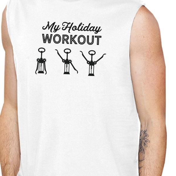 My Holiday Workout Mens White Muscle Top