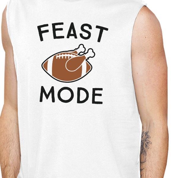 Feast Mode Mens White Muscle Top