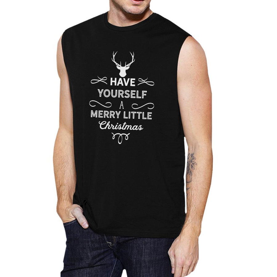 Have Yourself A Merry Little Christmas Mens Black Muscle Top