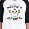 All I Want For Christmas Is Ewe Kids Black And White Baseball Shirt