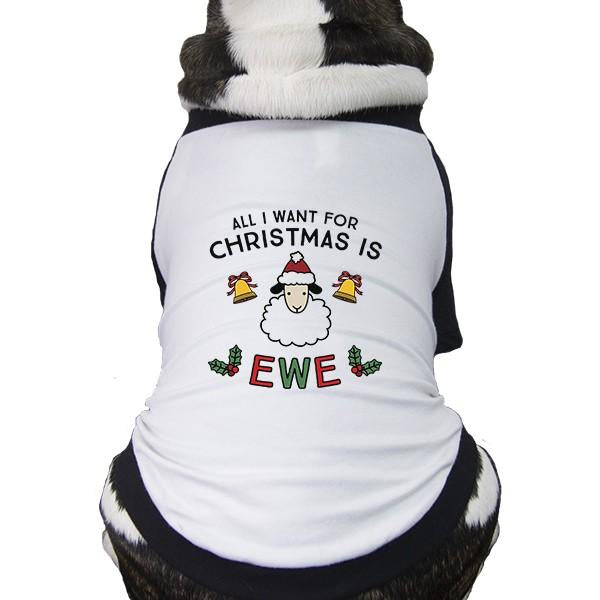 All I Want For Christmas Is Ewe Pets Black And White Baseball Shirt