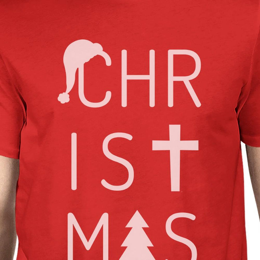 Christmas Letters Mens Red Shirt