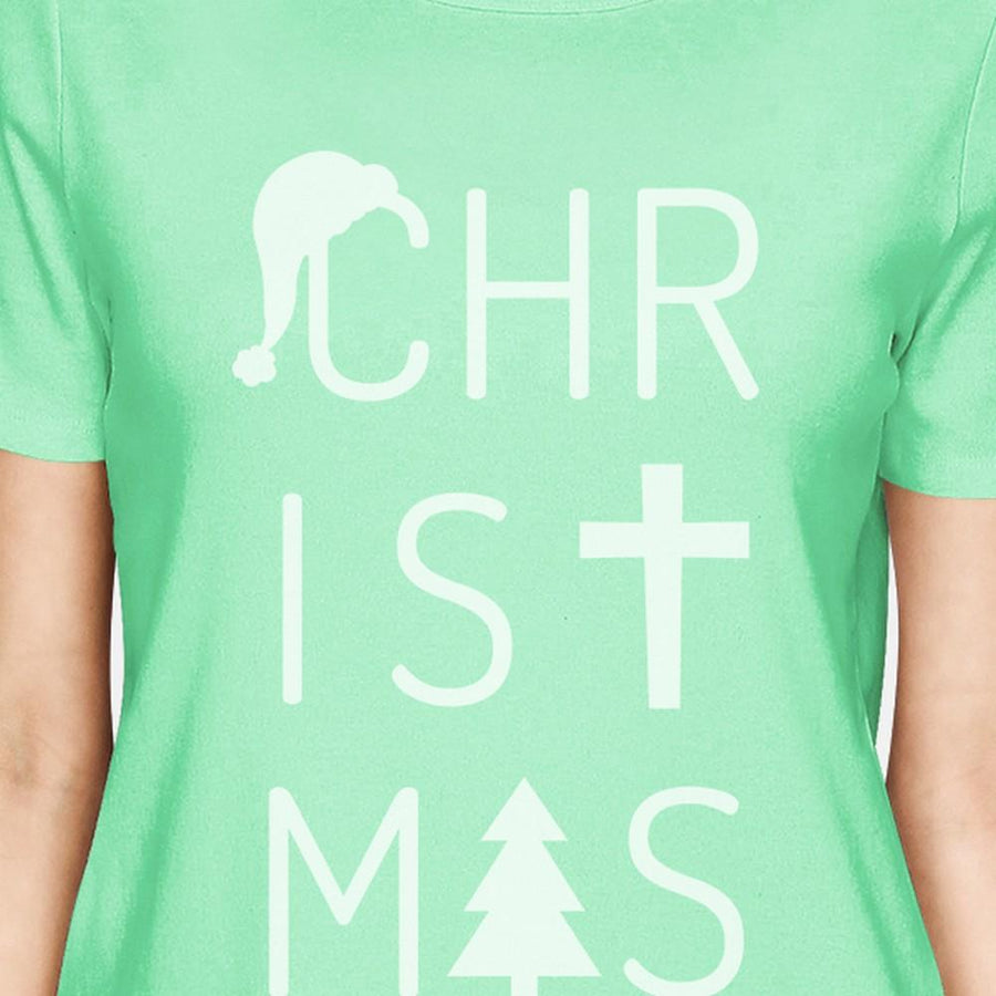 Christmas Letters Womens Mint Shirt