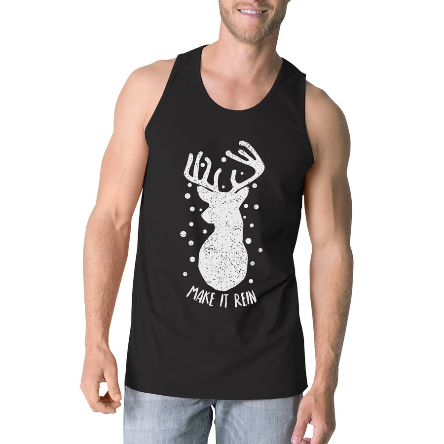 Make It Rein Vintage Reindeer Mens Black Tank Top