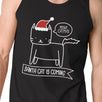 Meowy Catmas Santa Cat Is Coming Mens Black Tank Top