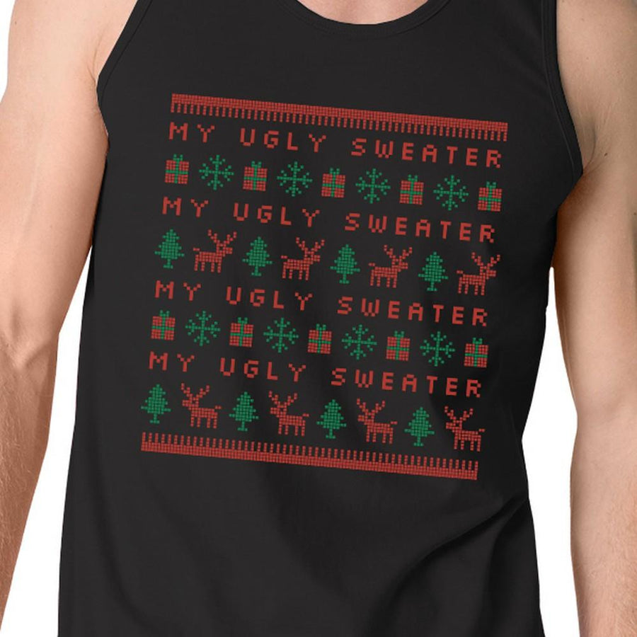 My Ugly Sweater Pattern Mens Black Tank Top