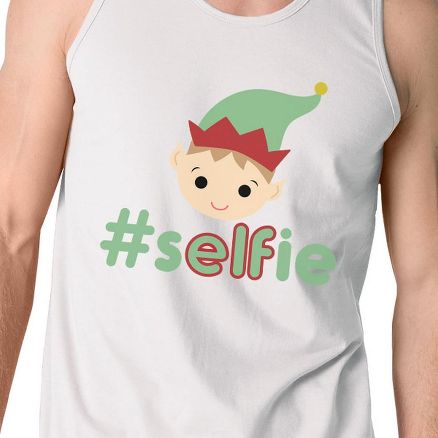 Hashtag Selfie Elf Mens White Tank Top