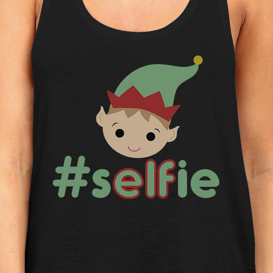 Hashtag Selfie Elf Womens Black Tank Top