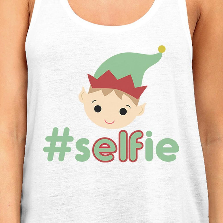 Hashtag Selfie Elf Womens White Tank Top