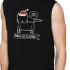 Meowy Catmas Santa Cat Is Coming Mens Black Muscle Top