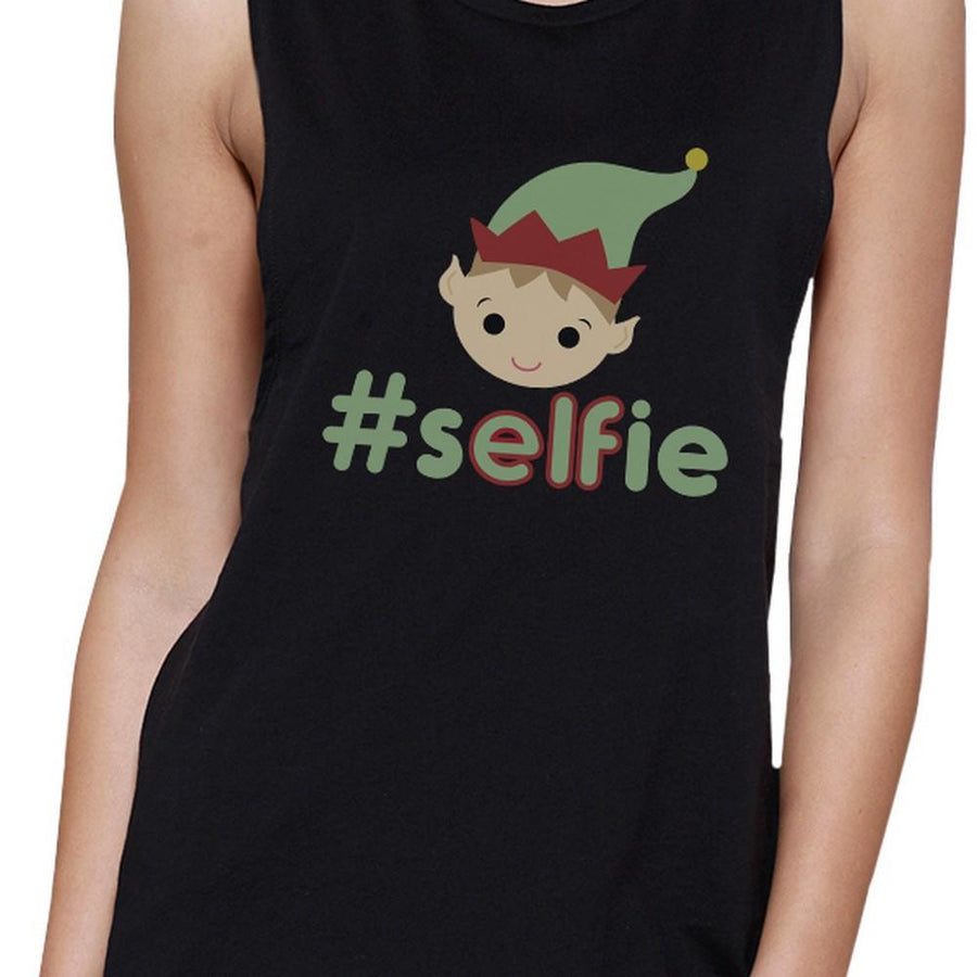 Hashtag Selfie Elf Womens Black Muscle Top