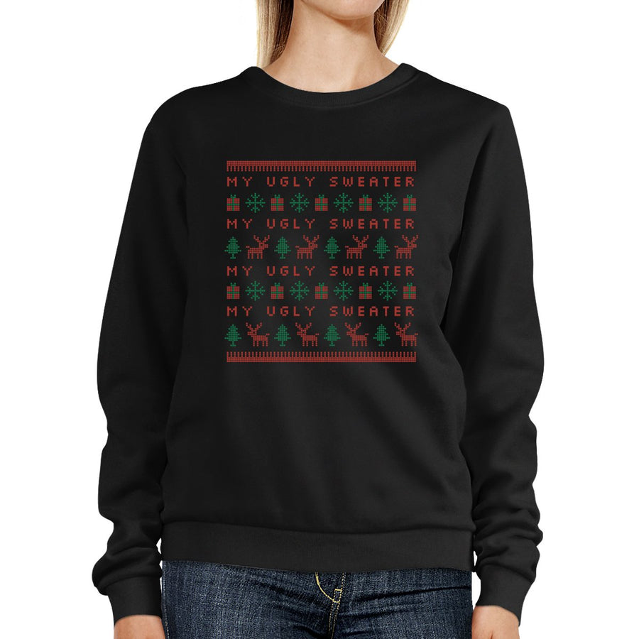 My Ugly Sweater Pattern Black Sweatshirt