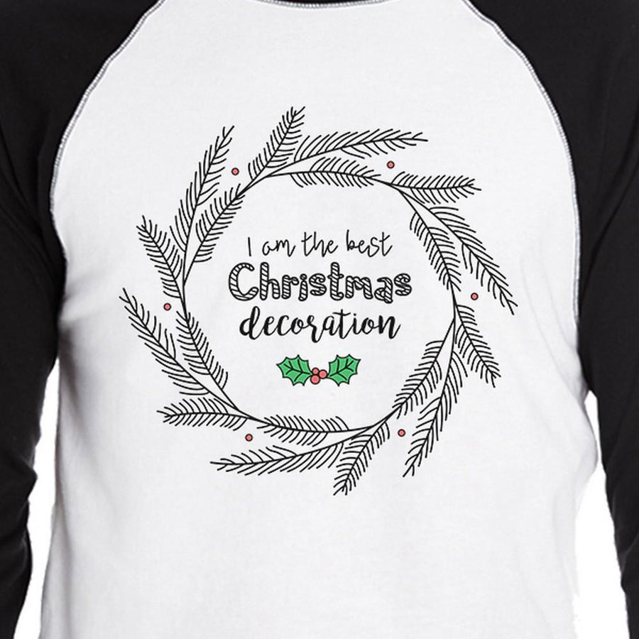I Am The Best Christmas Decoration Wreath Mens Black And White Baseball Shirt