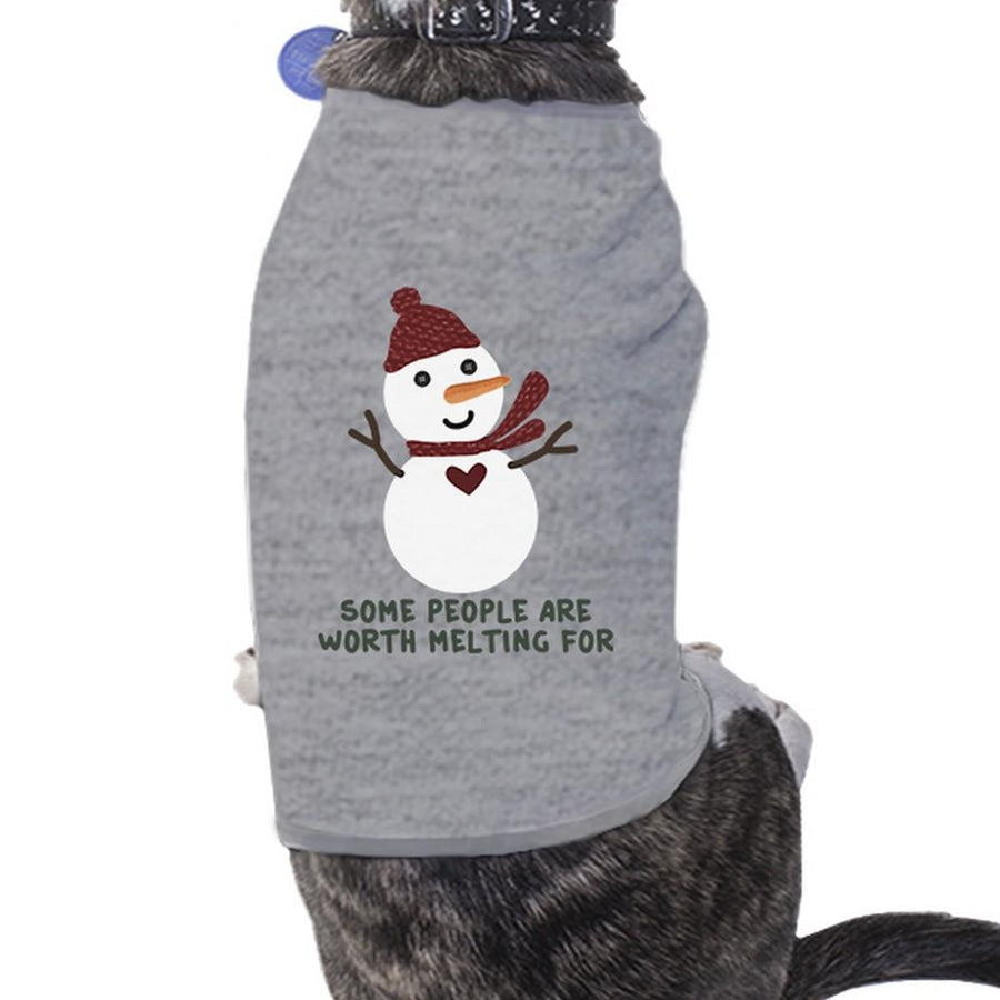 Some People Are Worth Melting For Snowman Pets Grey Shirt