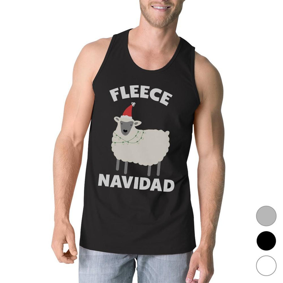 Fleece Navidad Mens Cotton Made Funny Christmas Workout Tank Top