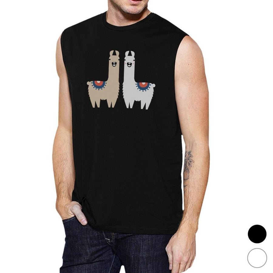 Llama Pattern Mens Muscle Shirt