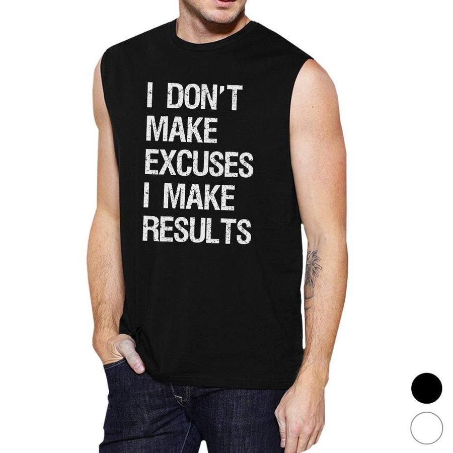 Excuses Results Mens Funny Workout Muscle Tank Top Muscle Shirt
