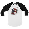 American Flag Ripped Mens Baseball Shirt 4th of July Raglan Tee