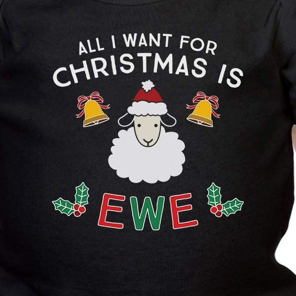 All I Want For Christmas Is Ewe Baby Black Bodysuit