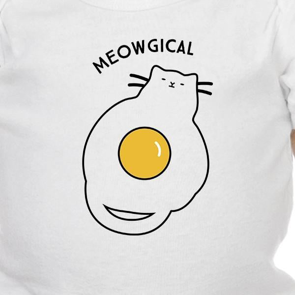 Meowgical Cat And Fried Egg Baby White Bodysuit
