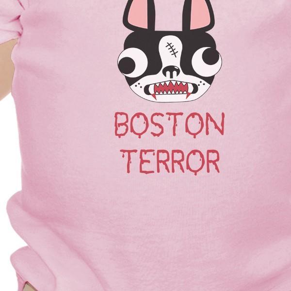 Boston Terror Terrier Baby Pink Bodysuit