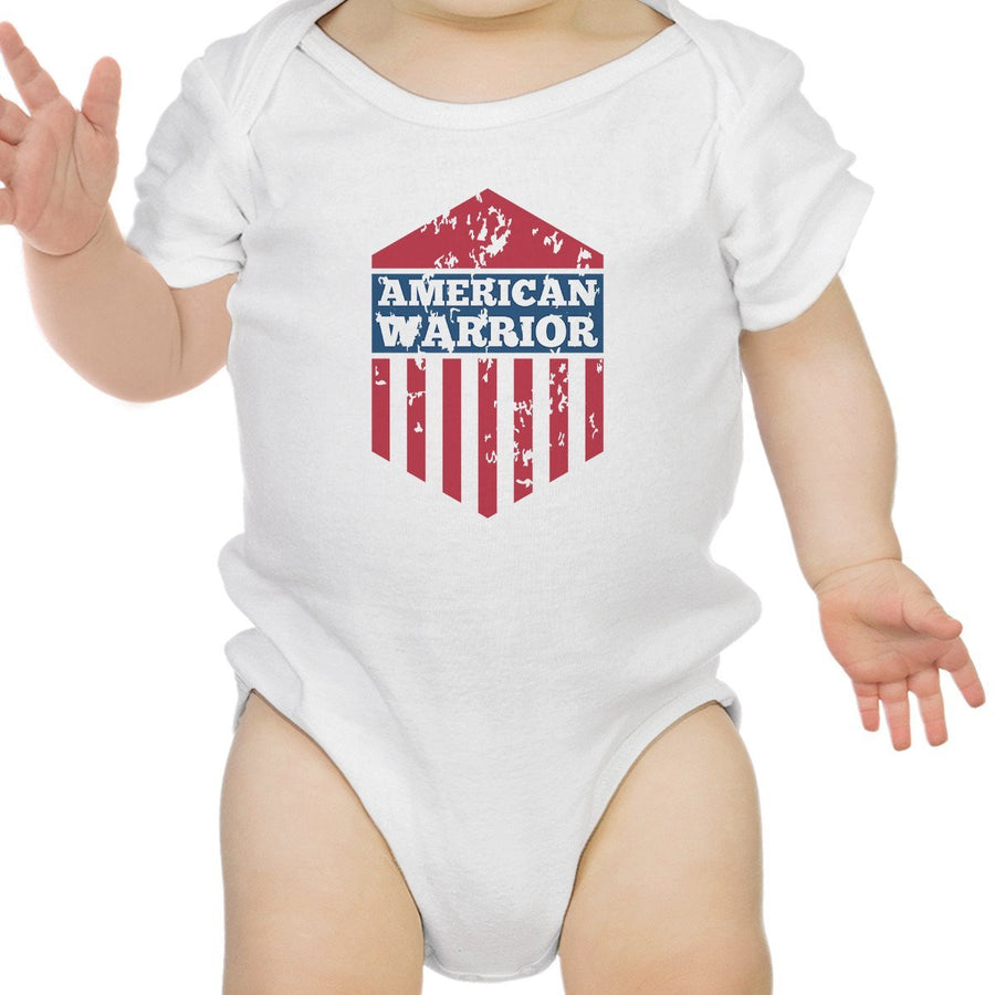 American Warrior White Baby Bodysuit Snap On Cute Baby Shower Gifts