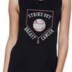 Strike Out Breast Cancer Baseball Womens Black Muscle Top