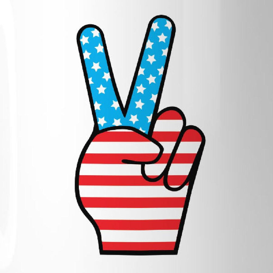 American Flag Peace Figure Sign Unique Design Mug For 4th Of July
