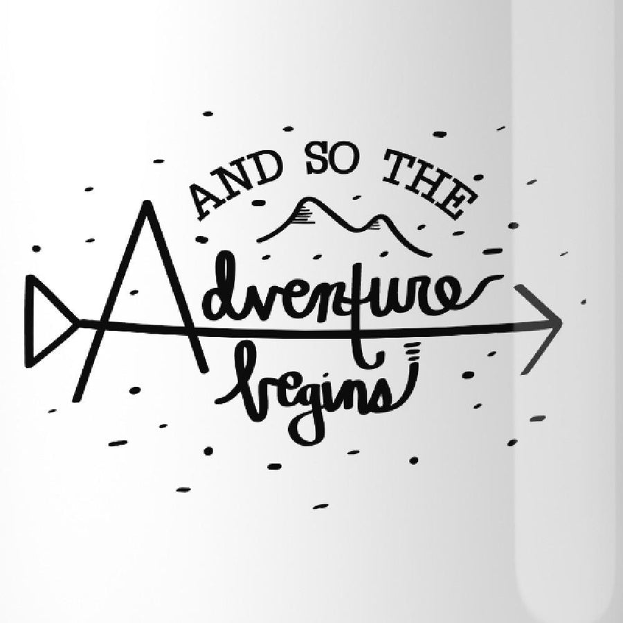 And So The Adventure Begins White Mug
