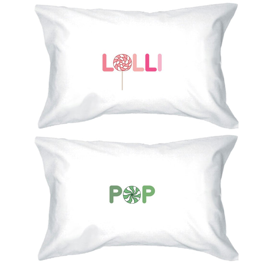 LolliPop Matching Couple Pillow Cases Funny Grandma Grandpa Gifts