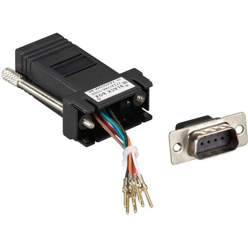 Black Box Modular Adapter Kit (Unassembled), DB9 Male to RJ-45, 8-Wire, Black