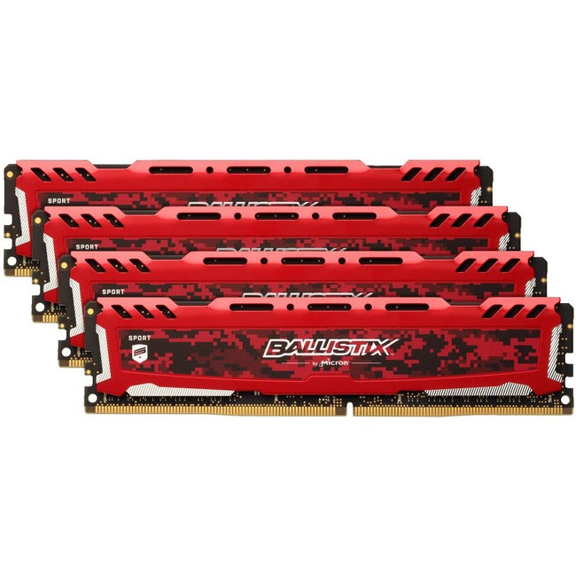 Micron Consumer Products Group Crucial Ballistix Sport Lt Red 64gb Kit (4x16gb) 4-16gb Ddr4-2400 Udimm 1.2v