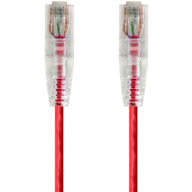 Monoprice SlimRun Cat6 28AWG UTP Ethernet Network Cable, 10ft Red