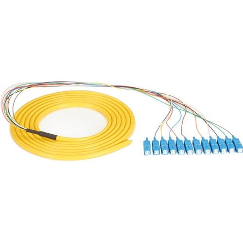 Black Box OS1 Single-Mode Fiber Optic Pigtail, 12-Strand, SC, Yellow, 3-m (9.8-ft)