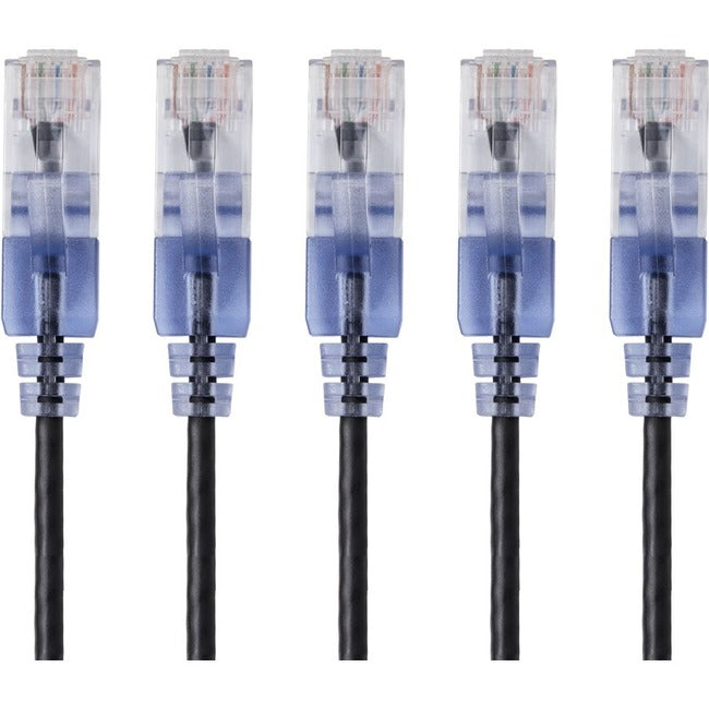 Monoprice 5-Pack, SlimRun Cat6A Ethernet Network Patch Cable, 10ft Black