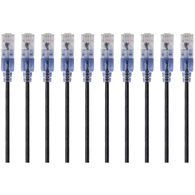 Monoprice 10-Pack, SlimRun Cat6A Ethernet Network Patch Cable, 1ft Black