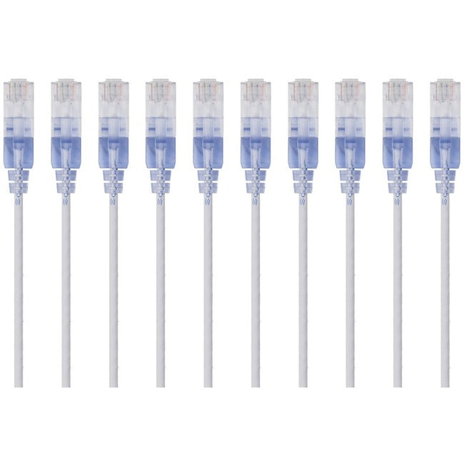 Monoprice 10-Pack, SlimRun Cat6A Ethernet Network Patch Cable, 1ft White