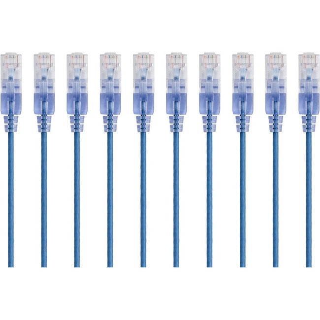 Monoprice 10-Pack, SlimRun Cat6A Ethernet Network Patch Cable, 5ft Blue