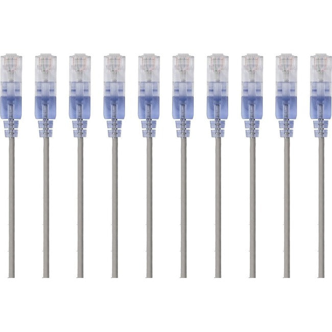 Monoprice 10-Pack, SlimRun Cat6A Ethernet Network Patch Cable, 5ft Gray