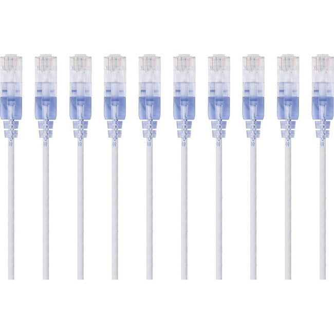 Monoprice 10-Pack,SlimRun Cat6A Ethernet Network Patch Cable, 5ft White