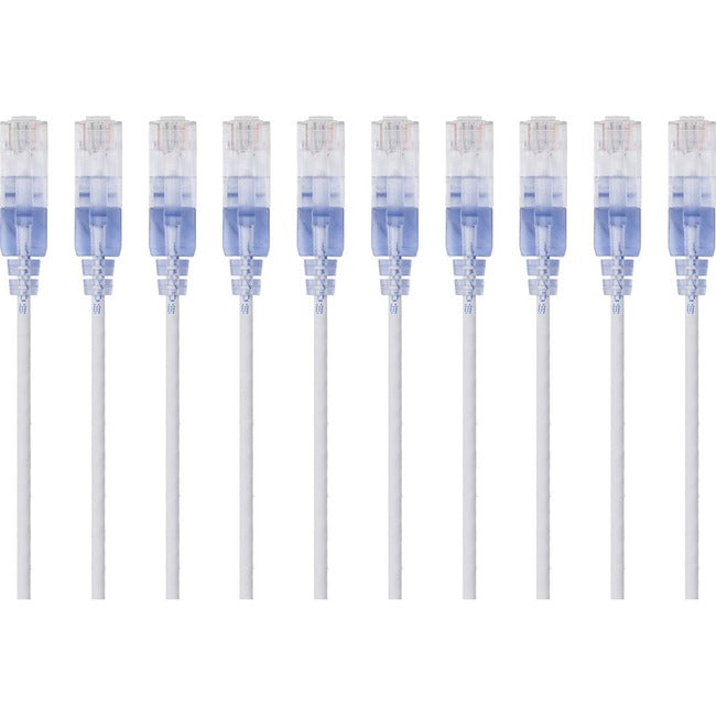 Monoprice 10-Pack, SlimRun Cat6A Ethernet Network Patch Cable, 7ft White