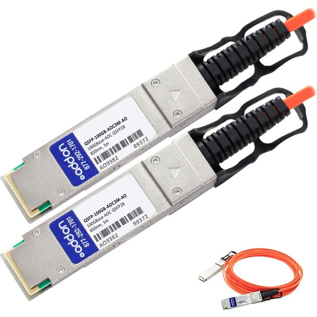 AddOn MSA and TAA Compliant 100GBase-AOC QSFP28 to QSFP28 Direct Attach Cable (850nm, MMF, 3m)