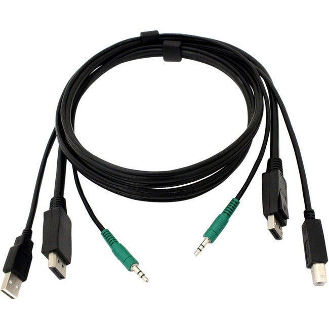 Black Box Secure DisplayPort KVM Cable - USB A-B, 3.5mm Audio, 6-ft.