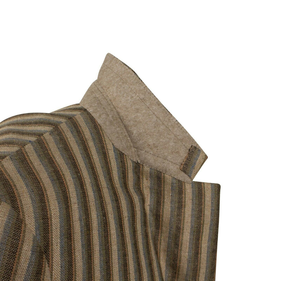 Striped 3 Roll 2 Button Silk Blend Sport Coat - Brown