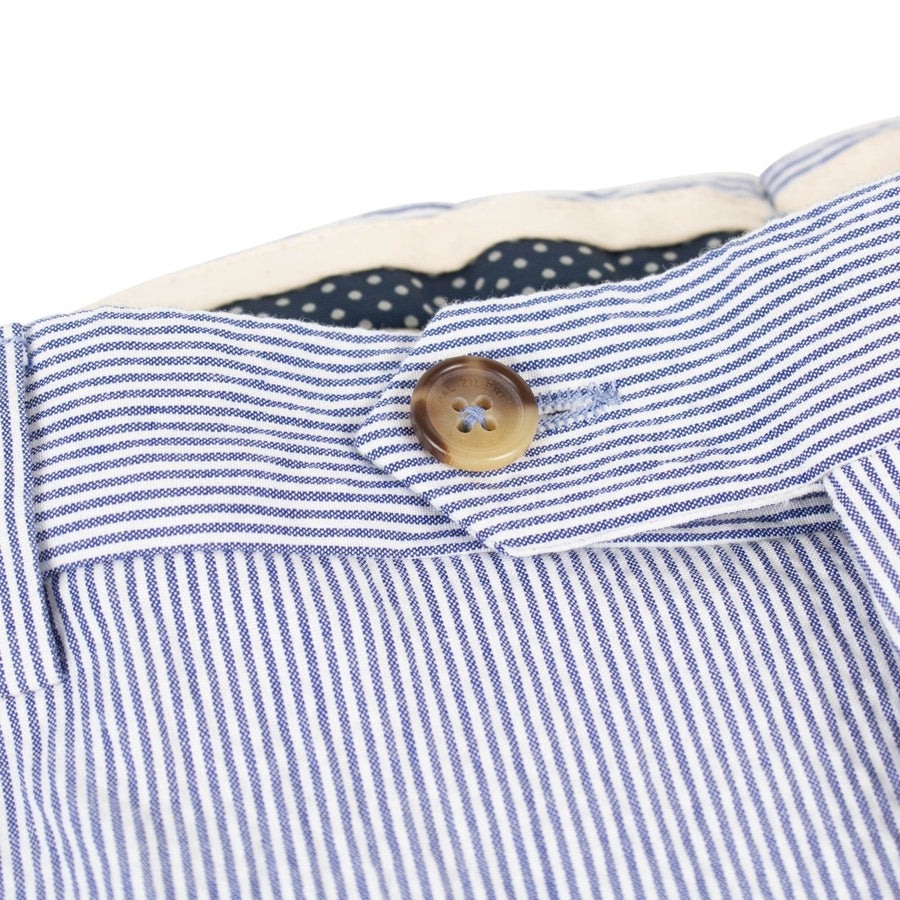 Blue Pinstripe Cotton Blend Dress Pants