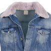 Rocky 2 Rabbit Fur Vintage Denim Jacket - Blue / Lilac