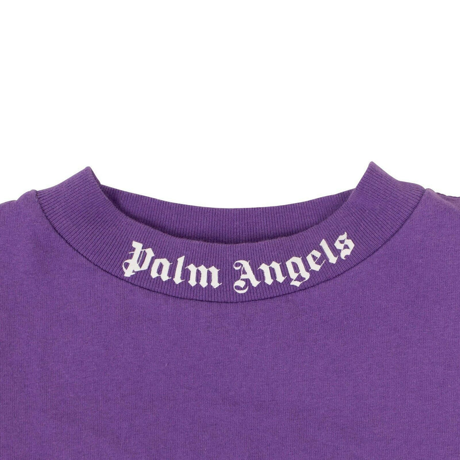 Cotton Loose Logo Over Short Sleeve T-Shirt - Purple